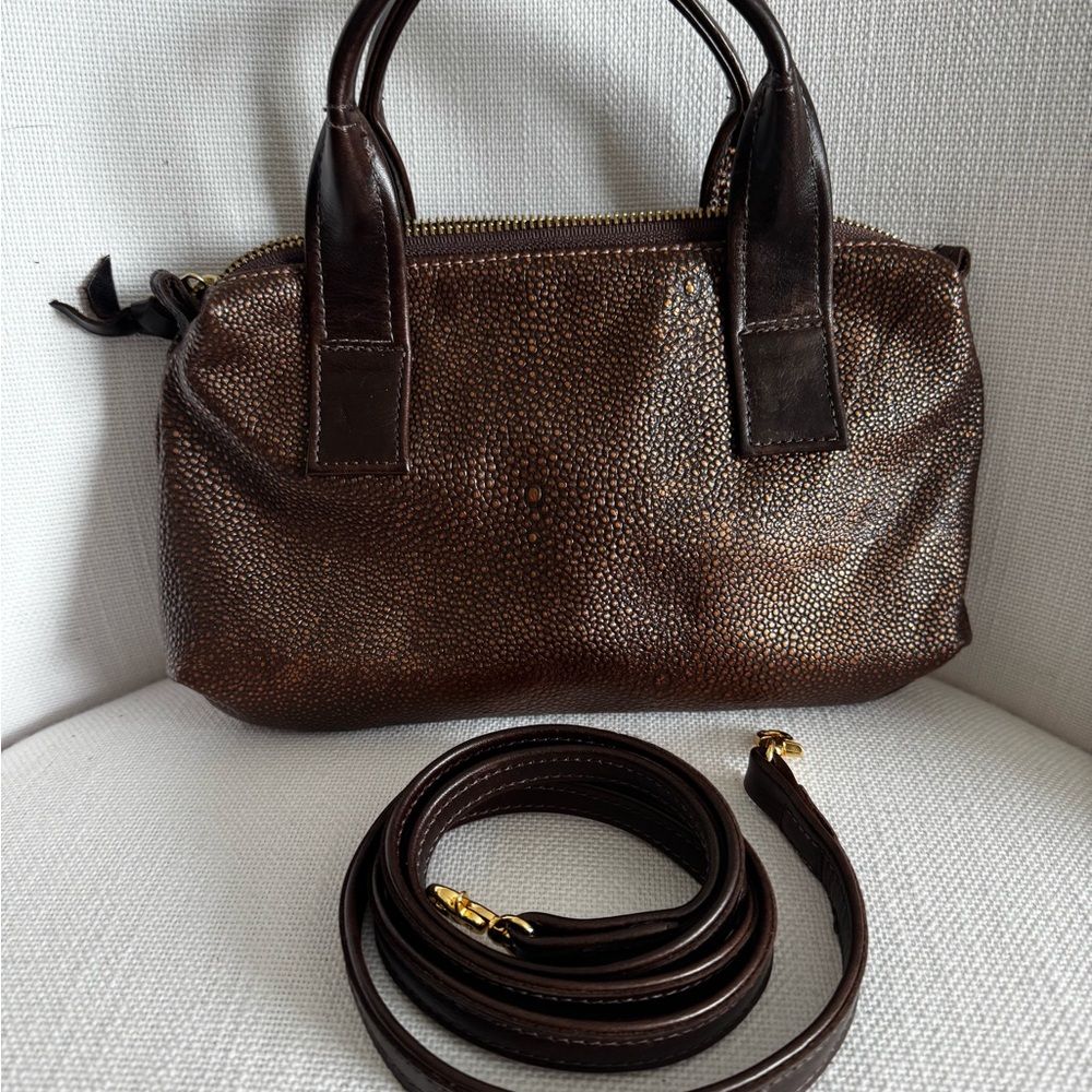 Satchel made this Bronze Leather Handbag/Crossbody bag